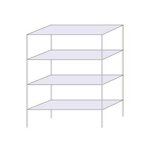 Drátěný regál Hefaistos, základní, 160 x 121,3 x 46 cm, 200 kg, 4 police, stříbrný