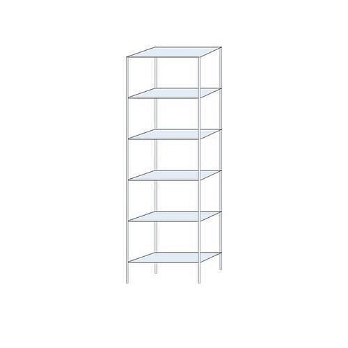 Kovový regál Ogmios, základní, 250 x 75 x 30 cm, 1 700 kg, 6 polic, 150 kg/police, pozink