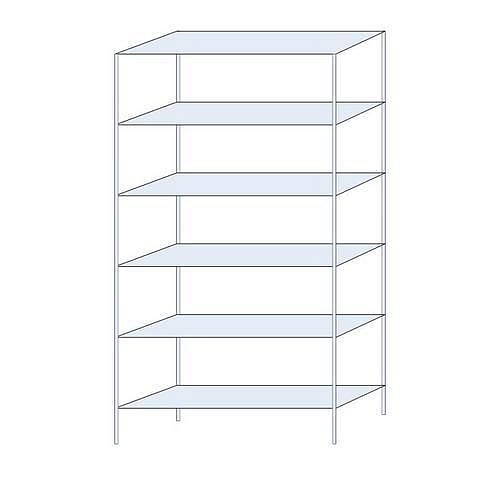 Kovový regál Tauret, základní 250 x 130 x 40 cm, 1 200 kg, 6 polic, pozink