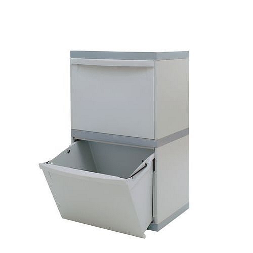 Plastový odpadkový koš EKOMODUL na tříděný odpad, objem 2 x 30 l