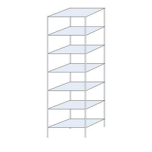 Kovový regál Perun, základní 300 x 90 x 60 cm, 1 050  kg, 7 polic, pozink