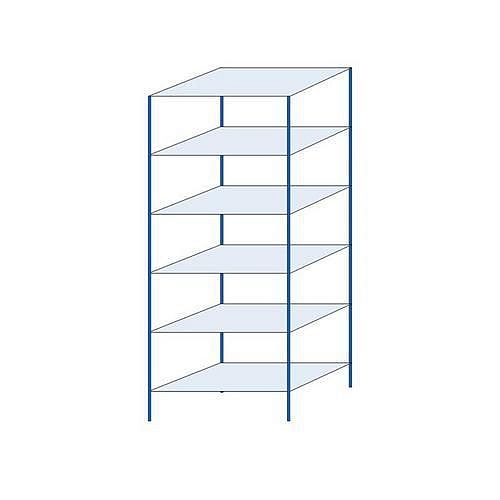 Kovový regál Herkules, základní, 250 x 100 x 60 cm, 780 kg, 6 polic, modrý