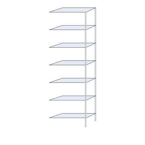 Kovový regál Perun, přístavbový 300 x 90 x 32 cm, 1 960 kg, 7 polic, pozink