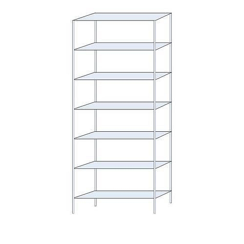 Kovový regál Perun, základní, 300 x 120 x 32 cm, 1 435 kg, 7 polic, pozink