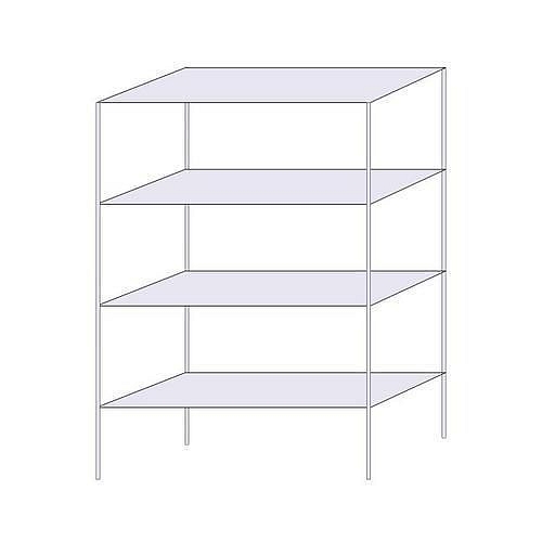 Drátěný regál Hefaistos, základní, 180 x 121,3 x 46 cm, 200 kg, 4 police, stříbrný