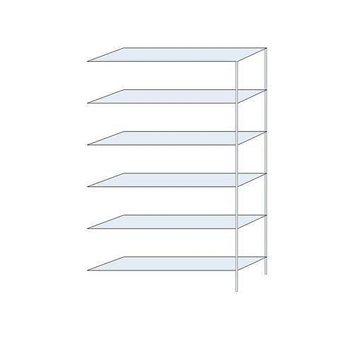 Kovový regál Perun, přístavbový, 250 x 150 x 40 cm, 870 kg, 6 polic, pozink