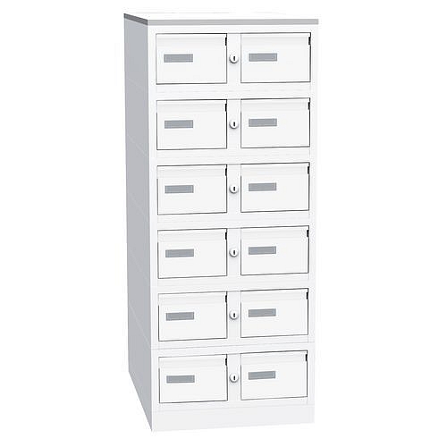 Dvouřadá kovová lístkovnice A6 Severn, 12 zásuvek, bílá