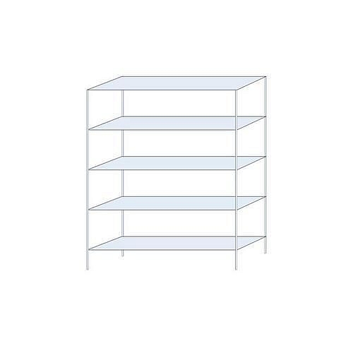 Kovový regál Perun, základní, 200 x 150 x 40 cm, 725 kg, 5 polic, pozink