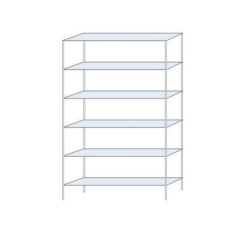 Kovový regál Perun, základní, 250 x 150 x 32 cm, 870 kg, 6 polic, pozink