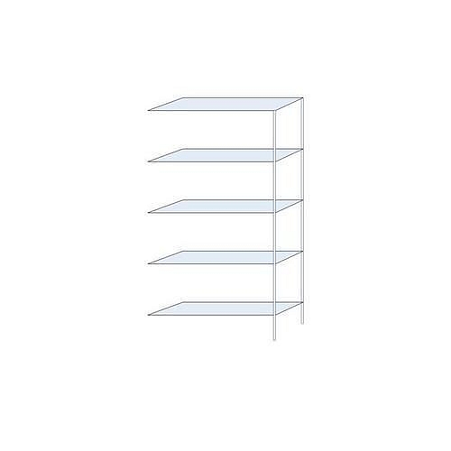 Kovový regál Taranis, přístavbový, 200 x 100 x 30 cm, 730 kg, 5 polic, stříbrný