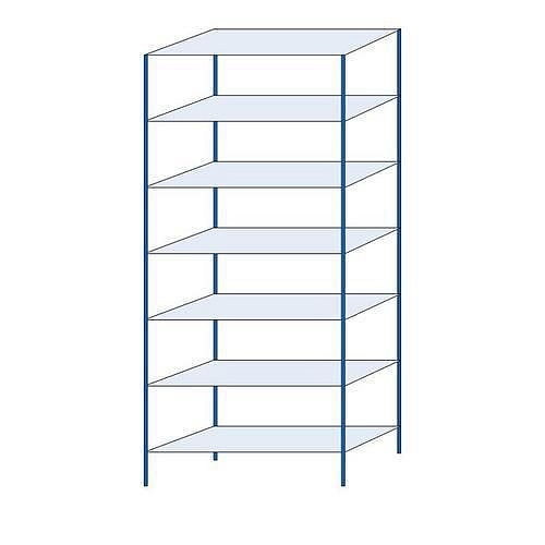 Kovový regál Herkules, základní, 300 x 130 x 50 cm, 1330 kg, 7 polic, modrý