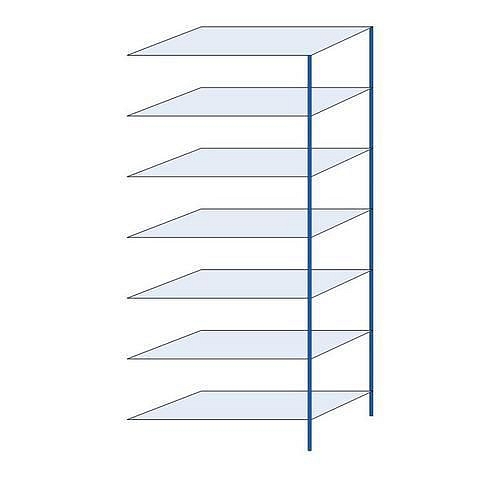 Kovový regál Herkules, přístavbový, 300 x 130 x 60 cm, 1050 kg, 7 polic, modrý