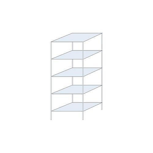 Kovový regál Ogmios, základní, 200 x 75 x 60 cm, 1 300 kg, 5 polic, 250 kg/police, pozink