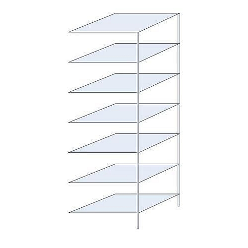 Kovový regál Ogmios, přístavbový, 300 x 100 x 80 cm, 2 300 kg, 7 polic, 150 kg/police, pozink