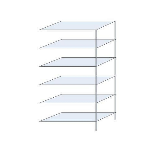 Kovový regál Ogmios, přístavbový, 250 x 130 x 60 cm, 1 700 kg, 6 polic, 150 kg/police, pozink