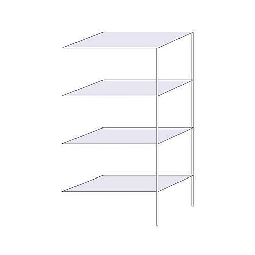 Drátěný regál Hefaistos, přístavbový, 180 x 90,7 x 46 cm, 200 kg, 4 police, stříbrný