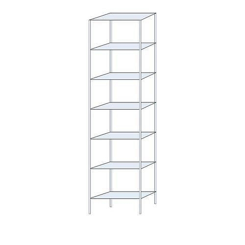 Kovový regál Ogmios, základní, 300 x 75 x 30 cm, 2 300 kg, 7 polic, 150 kg/police, pozink