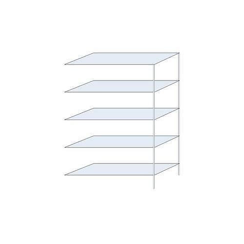 Kovový regál Taranis, přístavbový, 200 x 130 x 50 cm, 730 kg, 5 polic, stříbrný