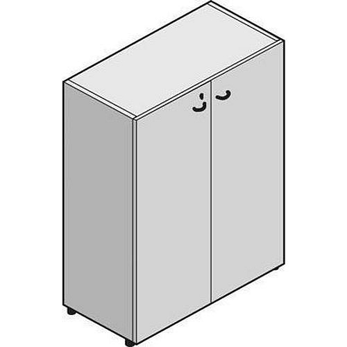 Střední široká skříň System, 131 x 86 x 45 cm, s dvířky, dezén buk