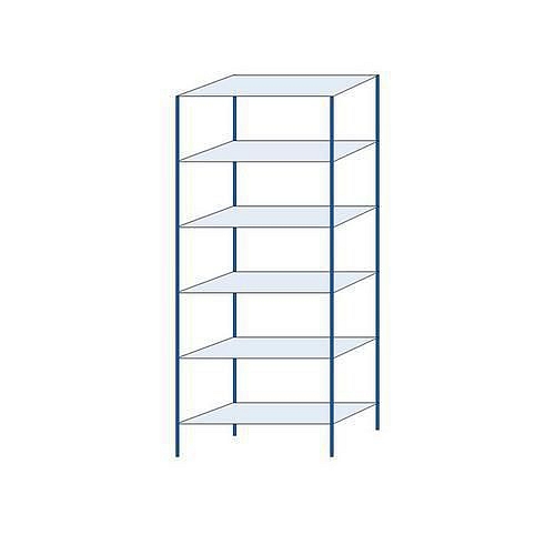 Kovový regál Herkules, základní, 250 x 100 x 40 cm, 960 kg, 6 polic, modrý