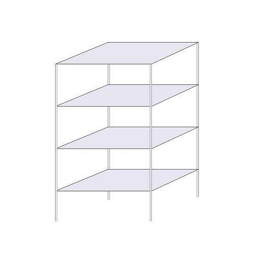 Drátěný regál Hefaistos, základní, 160 x 90,7 x 61 cm, 200 kg, 4 police, stříbrný