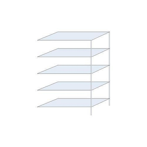 Kovový regál Taranis, přístavbový, 200 x 130 x 60 cm, 1 170 kg, 5 polic, stříbrný