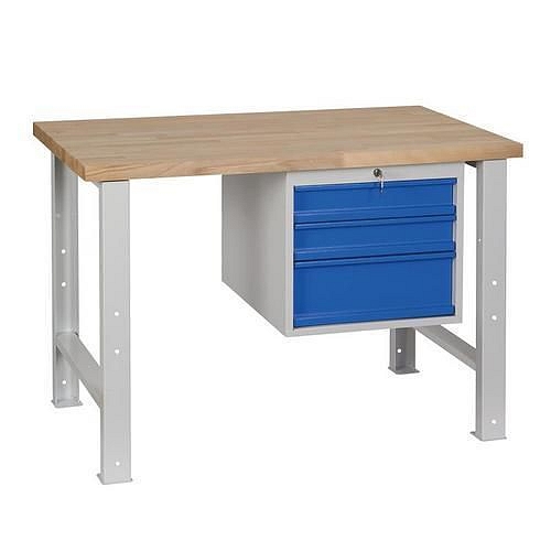 Dílenský stůl Weld se 3 zásuvkami, 84 x 120 x 68,5 cm, šedý