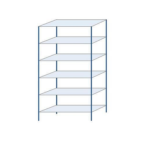 Kovový regál Herkules, základní, 250 x 130 x 50 cm, 1140 kg, 6 polic, modrý