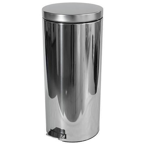 Kovový odpadkový koš Merida Clean, objem 30 l, lesklý nerez