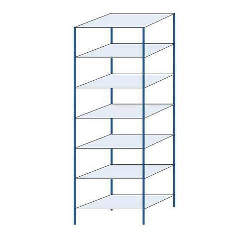 Kovový regál Herkules, základní, 300 x 100 x 60 cm, 910 kg, 7 polic, modrý