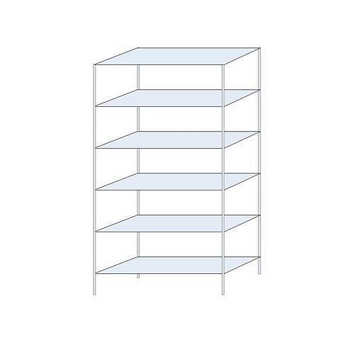 Kovový regál Ogmios, základní, 250 x 130 x 50 cm, 1 700 kg, 6 polic, 150 kg/police, pozink