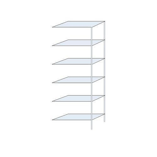 Kovový regál Perun, přístavbový 250 x 90 x 40 cm, 1 410 kg, 6 polic, pozink