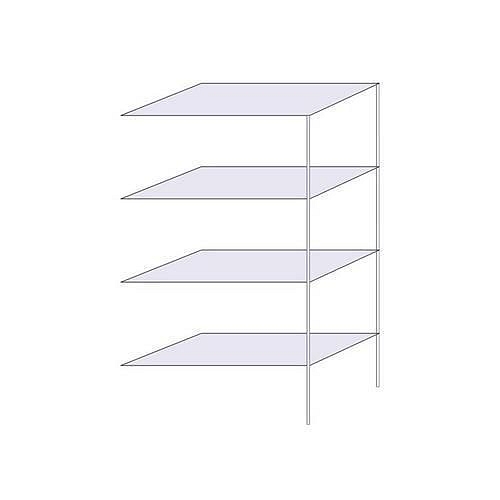 Drátěný regál Hefaistos, přístavbový, 160 x 90,7 x 46 cm, 200 kg, 4 police, stříbrný