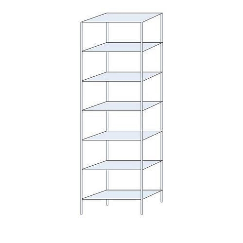 Kovový regál Perun, základní 300 x 90 x 40 cm, 1 645 kg, 7 polic, pozink