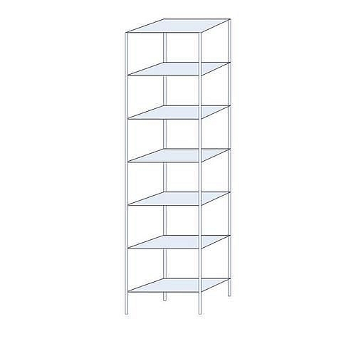 Kovový regál Taranis, základní, 300 x 75 x 40 cm, 1 950 kg, 7 polic, stříbrný