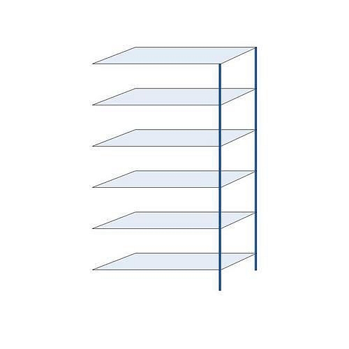 Kovový regál Herkules, přístavbový, 250 x 130 x 50 cm, 1140 kg, 6 polic, modrý