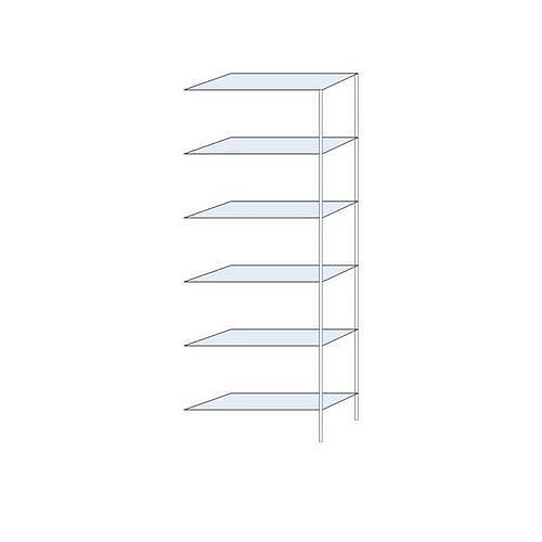 Kovový regál Perun, přístavbový 250 x 90 x 32 cm, 1 680 kg, 6 polic, pozink