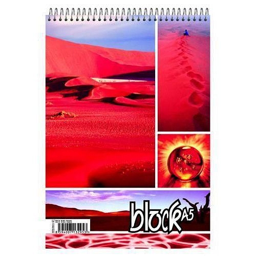 Blok kroužkový s horní spirálou, A5, linkovaný, 5 ks