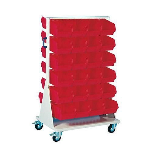 Mobilní oboustranný regál s boxy Unibox (48 ks)