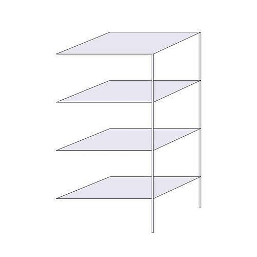 Drátěný regál Hefaistos, přístavbový, 180 x 90,7 x 61 cm, 200 kg, 4 police, stříbrný