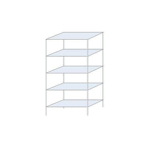 Kovový regál Taranis, základní, 200 x 100 x 50 cm, 1 460 kg, 5 polic, stříbrný