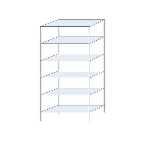 Kovový regál Perun, základní, 250 x 120 x 50 cm, 1 230 kg, 6 polic, pozink