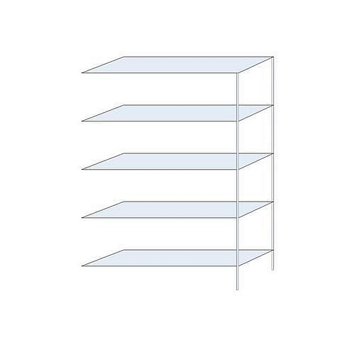 Kovový regál Tauret, přístavbový 200 x 130 x 40 cm, 1 200 kg, 5 polic, pozink