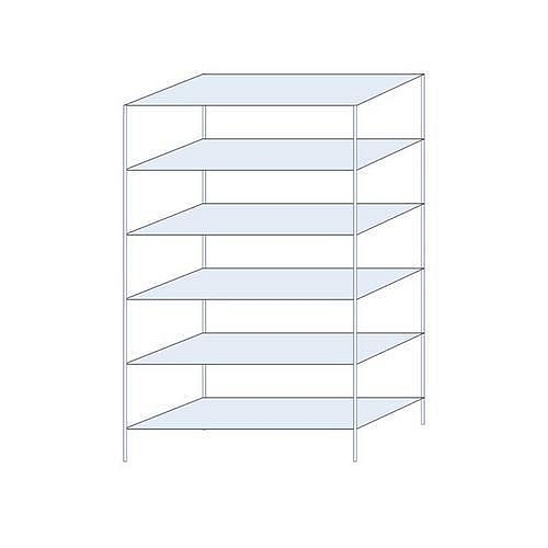 Kovový regál Perun, základní, 250 x 150 x 60 cm, 870 kg, 6 polic, pozink