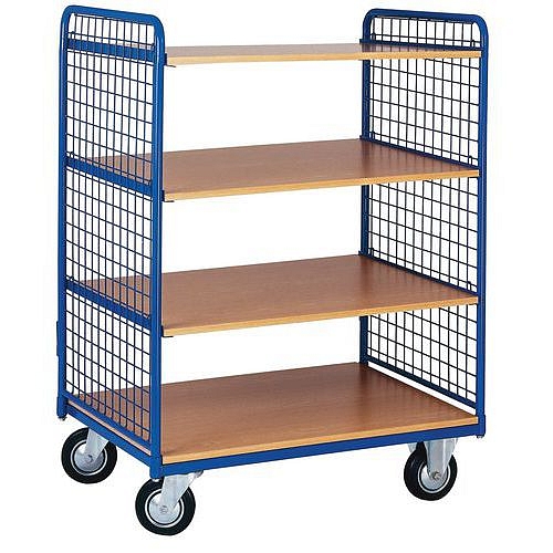 Vysoký policový vozík s bočnicemi do 200 kg, 4 police