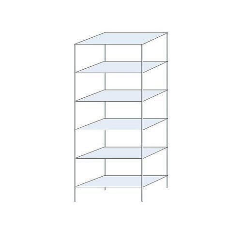 Kovový regál Ogmios, základní, 250 x 100 x 50 cm, 1 700 kg, 6 polic, 150 kg/police, pozink