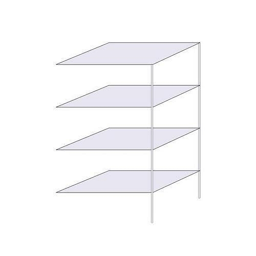 Drátěný regál Hefaistos, přístavbový, 160 x 90,7 x 61 cm, 200 kg, 4 police, stříbrný