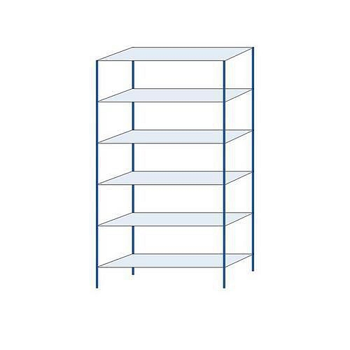 Kovový regál Herkules, základní, 250 x 130 x 40 cm, 660 kg, 6 polic, modrý