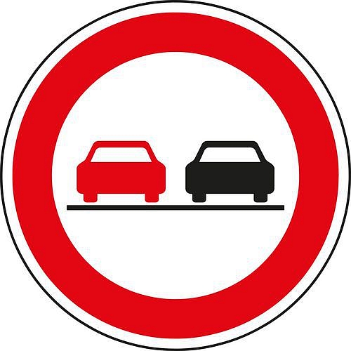 Dopravní značka Zákaz předjíždění (B21a)