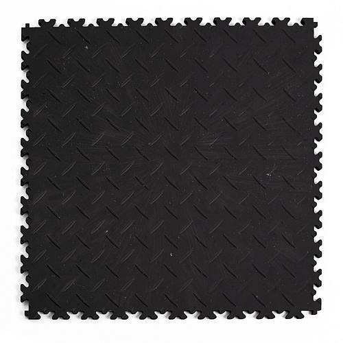 Zátěžová podlaha Fortelock Industry Ultra ECO, dezén diamant, dlaždice, černá